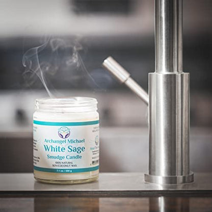 Heal The Masses Weißer Salbei Kerze zur Reinigung von Haus und Chakren | Energie-Reinigungs-Smudge-Kerze | Natürliche Aromatherapie-Kerze | Salbei zur Reinigung negativer Energie (198 g) (Weißer Salbei)