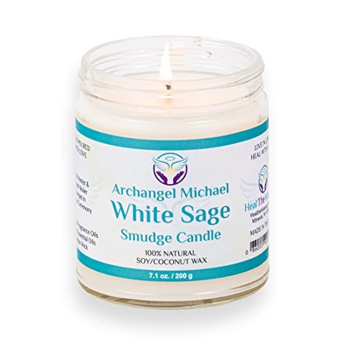 Heal The Masses Weißer Salbei Kerze zur Reinigung von Haus und Chakren | Energie-Reinigungs-Smudge-Kerze | Natürliche Aromatherapie-Kerze | Salbei zur Reinigung negativer Energie (198 g) (Weißer Salbei)