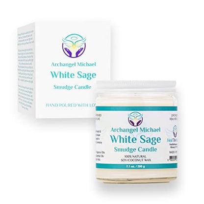 Heal The Masses Weißer Salbei Kerze zur Reinigung von Haus und Chakren | Energie-Reinigungs-Smudge-Kerze | Natürliche Aromatherapie-Kerze | Salbei zur Reinigung negativer Energie (198 g) (Weißer Salbei)
