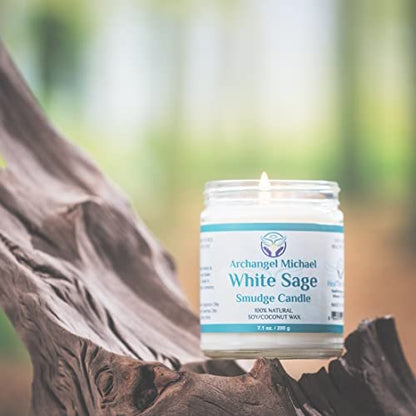 Heal The Masses Weißer Salbei Kerze zur Reinigung von Haus und Chakren | Energie-Reinigungs-Smudge-Kerze | Natürliche Aromatherapie-Kerze | Salbei zur Reinigung negativer Energie (198 g) (Weißer Salbei)