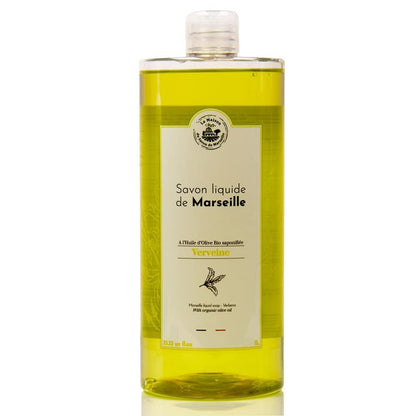 Maison du Savon de Marseille - Französische Flüssigseife Handseife mit Bio-Olivenöl - Zitronenverbene Duft - 1 Liter