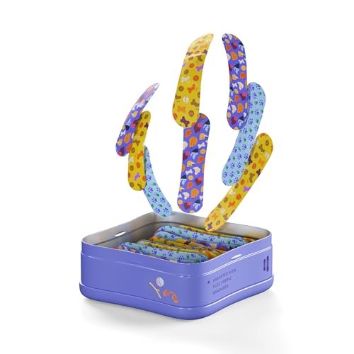 Welly Pflaster | Flexible Stoffpflaster Bravery Badges | Bunte und lustige Erste-Hilfe-Dose mit Hundemotiven | 48 Stück
