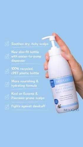 MooGoo Natürliches Milchshampoo & Conditioner Set - Für juckende, trockene, empfindliche Kopfhaut mit Neigung zu Ekzemen und Psoriasis – Sulfatfrei, Silikonfrei, Parabenfrei - 2x 500 ml