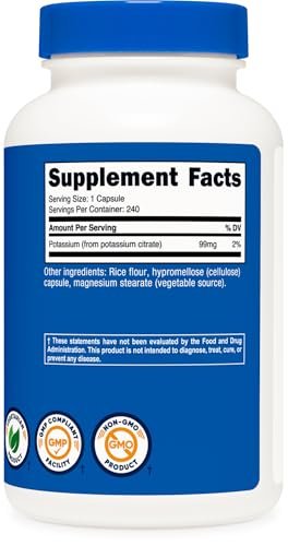 Nutricost Kaliumcitrat 99 mg, 240 Kapseln - Glutenfrei, Nicht-GMO