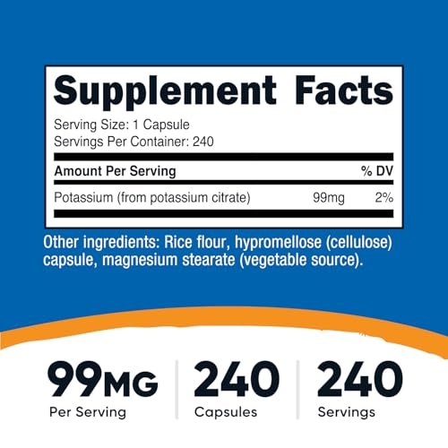Nutricost Kaliumcitrat 99 mg, 240 Kapseln - Glutenfrei, Nicht-GMO