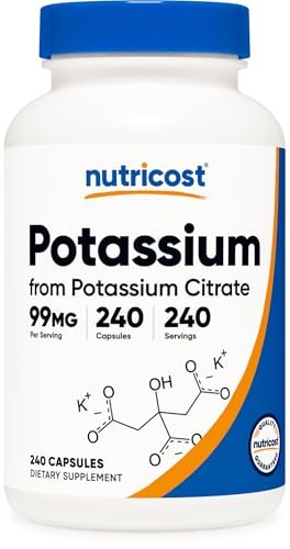 Nutricost Kaliumcitrat 99 mg, 240 Kapseln - Glutenfrei, Nicht-GMO