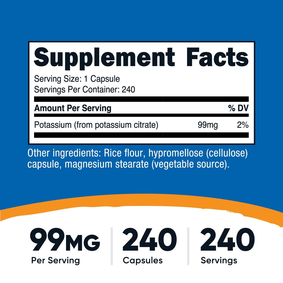 Nutricost Kaliumcitrat 99 mg, 240 Kapseln - Glutenfrei, Nicht-GMO