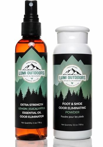 Lumi Outdoors Natürlicher Schuh-Deo-Spray und Fußpuder Bundle – Zitronen-Eukalyptus und Fußpuder