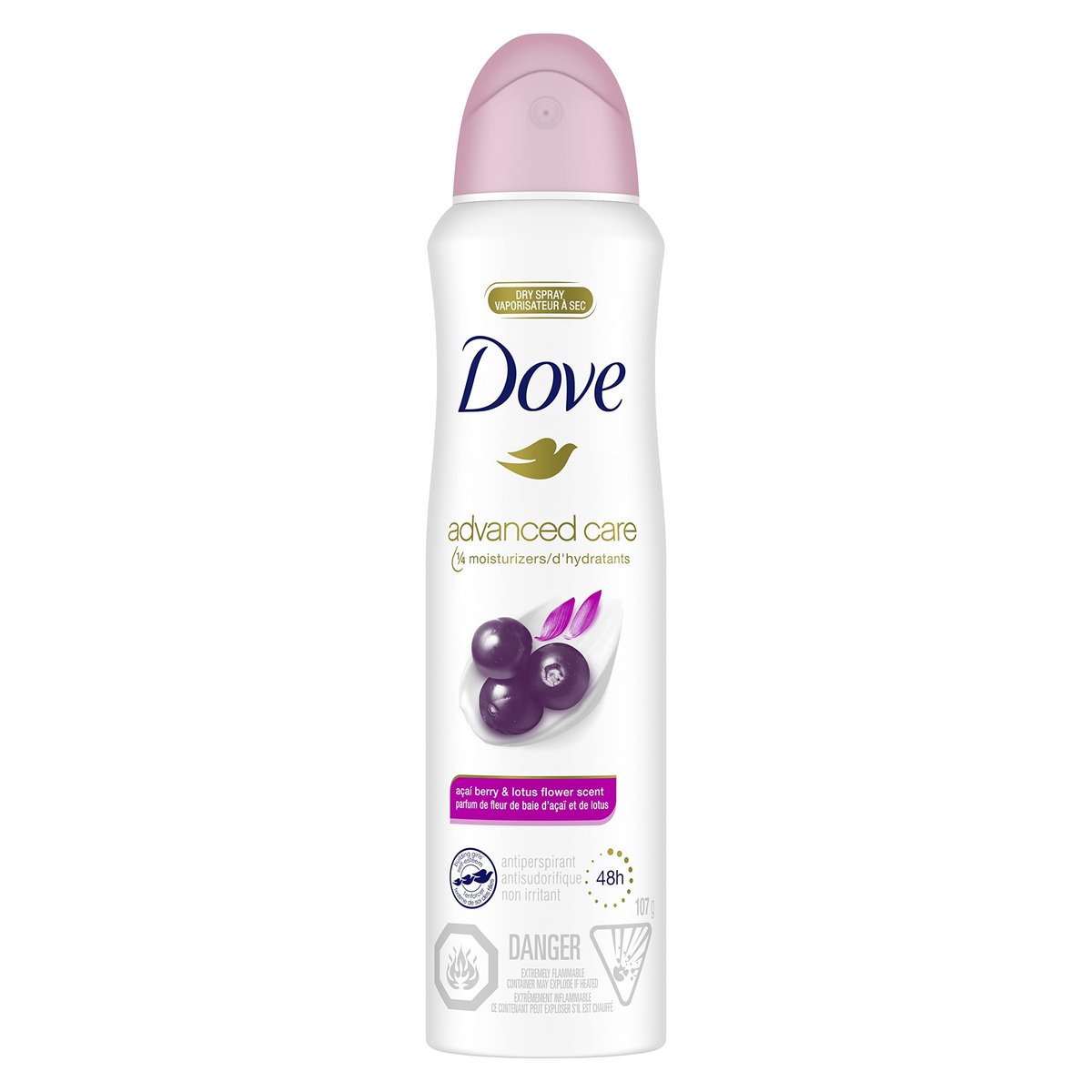 Dove Advanced Care Acai Berry & Lotus Flower Antiperspirant Trockenspray, 3,8 Unzen (1er Pack)