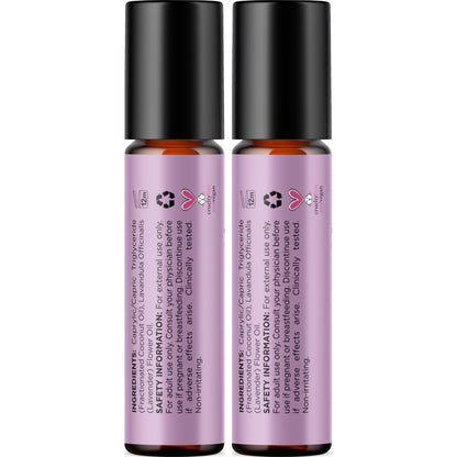 Lavendel Roll-On Ätherisches Öl – Beruhigendes Aromatherapieöl für Schlaf, Kopfschmerzen und Entspannung – Natürliches, vorverdünntes Schlaföl für die nächtliche Entspannung mit Lavendelöl für die Haut, 2er-Pack