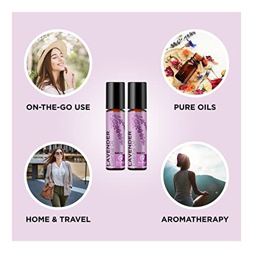 Lavendel Roll-On Ätherisches Öl – Beruhigendes Aromatherapieöl für Schlaf, Kopfschmerzen und Entspannung – Natürliches, vorverdünntes Schlaföl für die nächtliche Entspannung mit Lavendelöl für die Haut, 2er-Pack