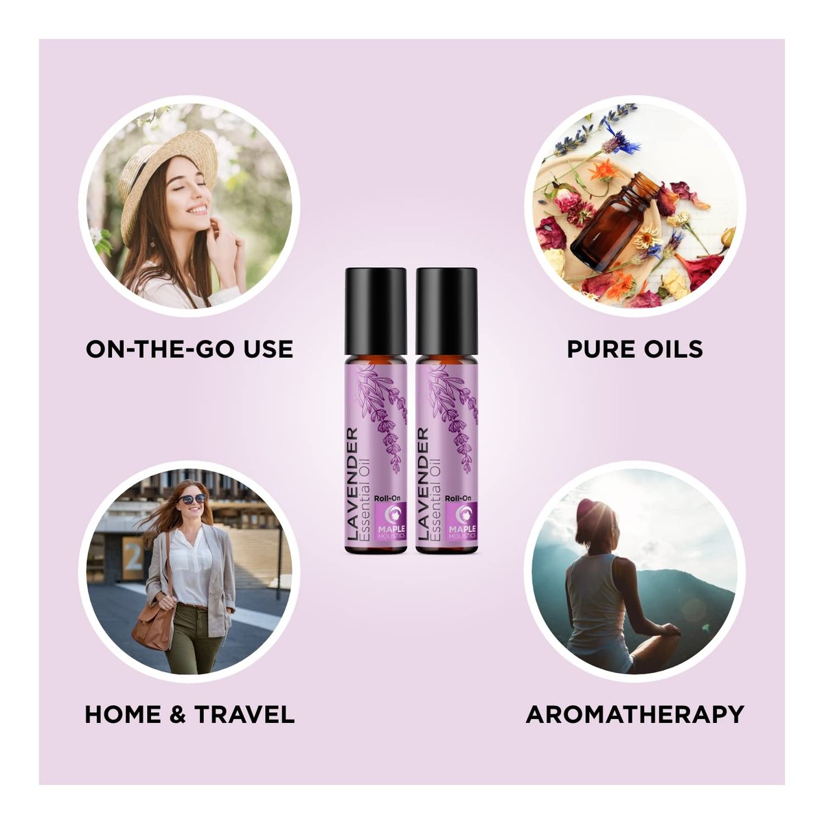 Lavendel Roll-On Ätherisches Öl – Beruhigendes Aromatherapieöl für Schlaf, Kopfschmerzen und Entspannung – Natürliches, vorverdünntes Schlaföl für die nächtliche Entspannung mit Lavendelöl für die Haut, 2er-Pack