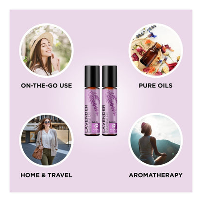 Lavendel Roll-On Ätherisches Öl – Beruhigendes Aromatherapieöl für Schlaf, Kopfschmerzen und Entspannung – Natürliches, vorverdünntes Schlaföl für die nächtliche Entspannung mit Lavendelöl für die Haut, 2er-Pack