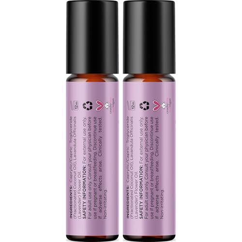 Lavendel Roll-On Ätherisches Öl – Beruhigendes Aromatherapieöl für Schlaf, Kopfschmerzen und Entspannung – Natürliches, vorverdünntes Schlaföl für die nächtliche Entspannung mit Lavendelöl für die Haut, 2er-Pack