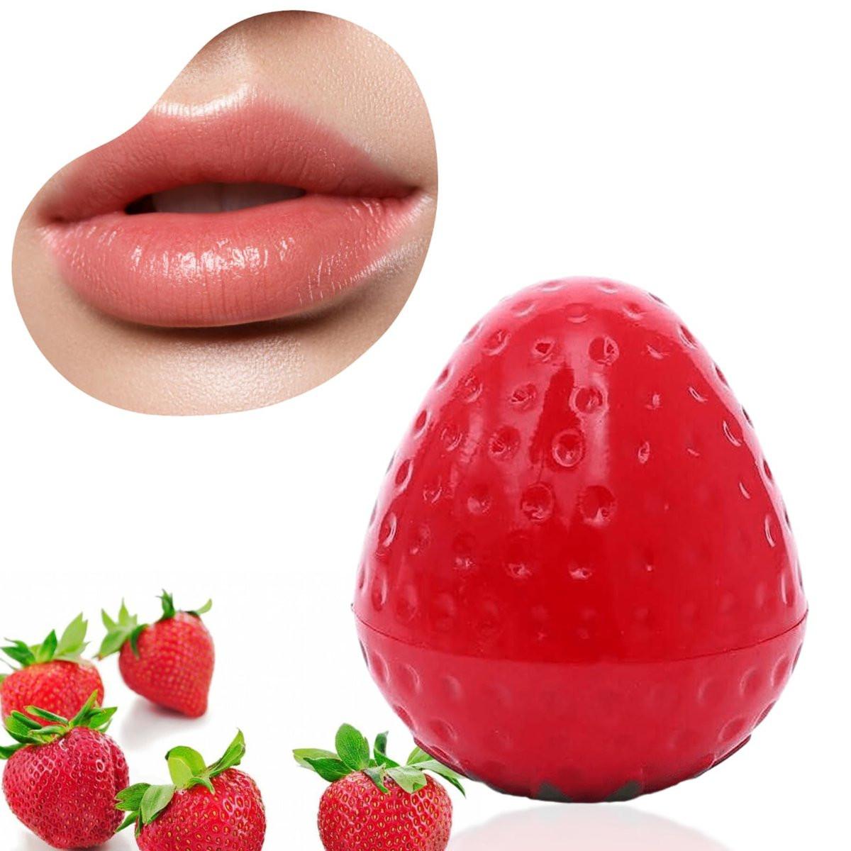 24 Stücke Erdbeer-Lippenbalsam – Niedlich geformter, langanhaltend feuchtigkeitsspendender Lippenbalsam für Frauen und Mädchen