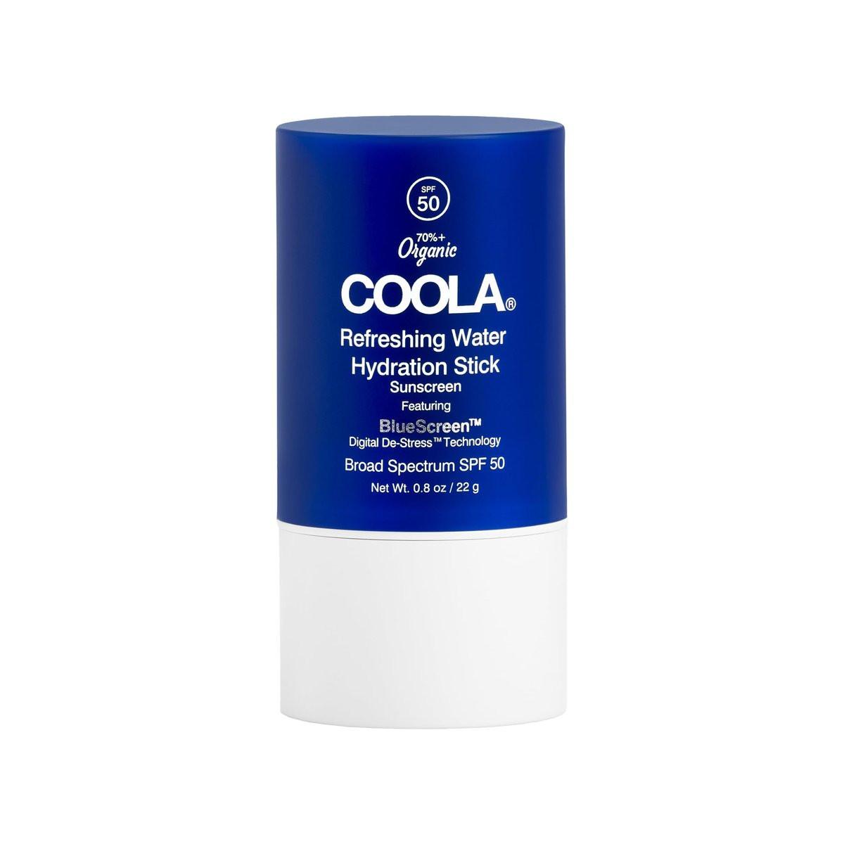 COOLA Organic Refreshing Water Stick Gesichtsfeuchtigkeitscreme mit SPF 50 – Feuchtigkeitsspendender Sonnenschutz mit pflanzlicher BlueScreen Digital De-Stress Technologie, 0,8 oz