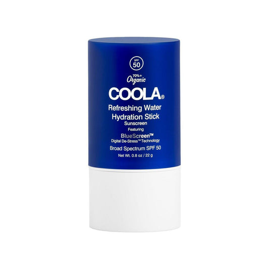 COOLA Organic Refreshing Water Stick Gesichtsfeuchtigkeitscreme mit SPF 50 – Feuchtigkeitsspendender Sonnenschutz mit pflanzlicher BlueScreen Digital De-Stress Technologie, 0,8 oz