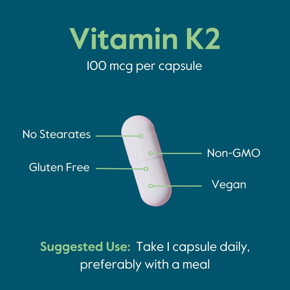 BESTVITE Vitamin K2 100 mcg als MK-7 mit patentiertem K2VITAL (120 vegane Kapseln) – ohne Stearate, vegan, nicht gentechnisch verändert, glutenfrei