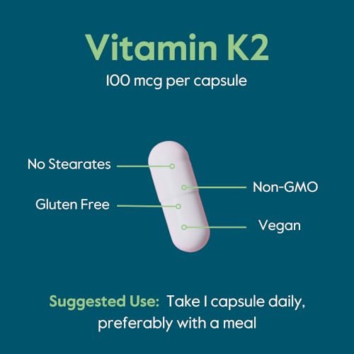 BESTVITE Vitamin K2 100 mcg als MK-7 mit patentiertem K2VITAL (120 vegane Kapseln) – ohne Stearate, vegan, nicht gentechnisch verändert, glutenfrei