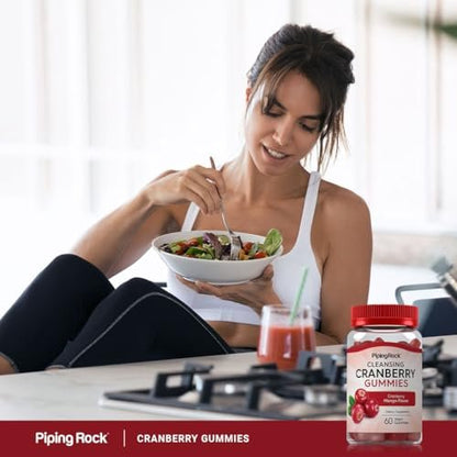 Piping Rock Cranberry Gummis | 60 Stück | Reinigendes Nahrungsergänzungsmittel für Frauen und Männer | Cranberry-Mango-Geschmack | Vegan, Non-GMO, Glutenfrei