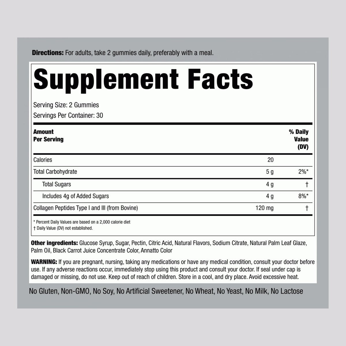 Piping Rock Collagen Gummis | 60 Stück | Kollagenpeptide Typ 1 und 3 | Erdbeergeschmack | Rinderkollagen | Nicht-GVO, Glutenfrei