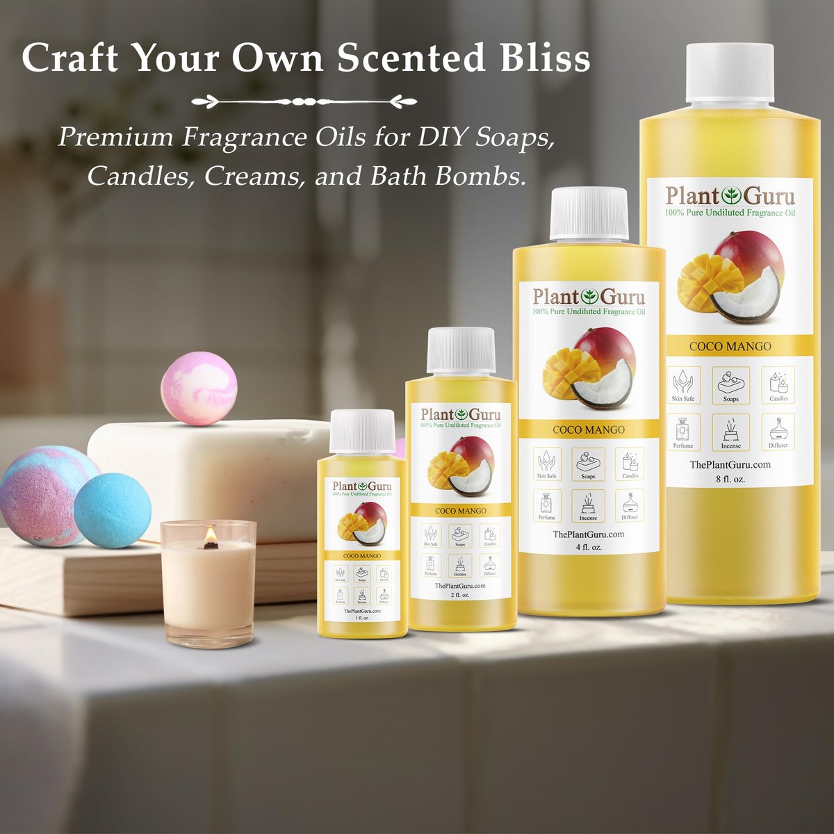 Coco Mango Duftöl 118 ml – Duftöl für DIY Seifenherstellung, Kerzen, Badebomben, Body Butters – Ideal für Aromatherapie-Diffuser, Duftlampen und -wärmer – Perfekt für Lotionen und Cremes
