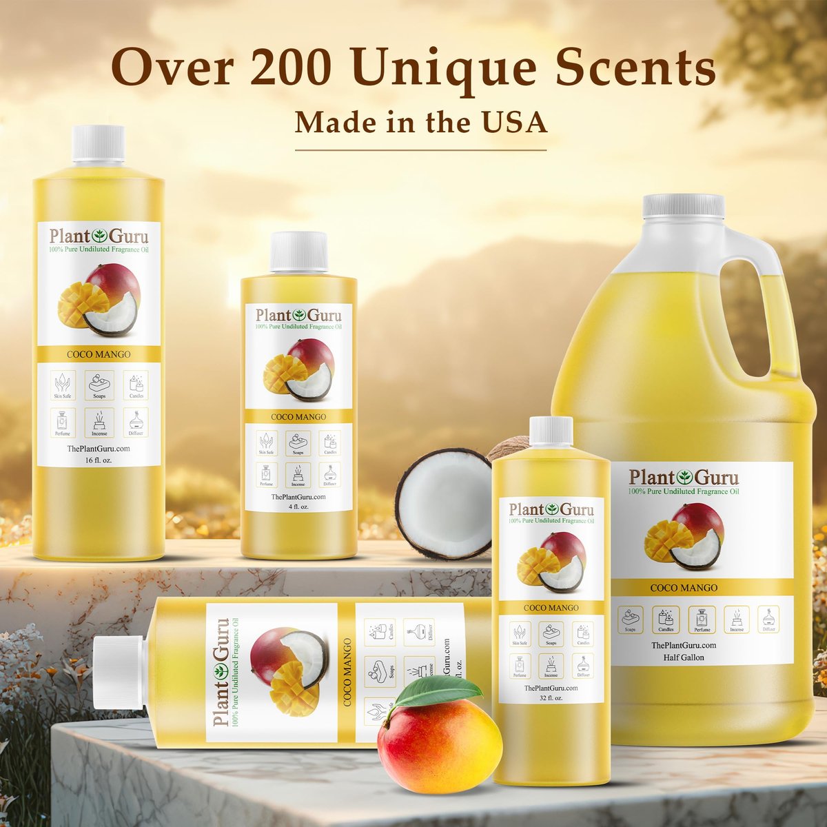 Coco Mango Duftöl 118 ml – Duftöl für DIY Seifenherstellung, Kerzen, Badebomben, Body Butters – Ideal für Aromatherapie-Diffuser, Duftlampen und -wärmer – Perfekt für Lotionen und Cremes