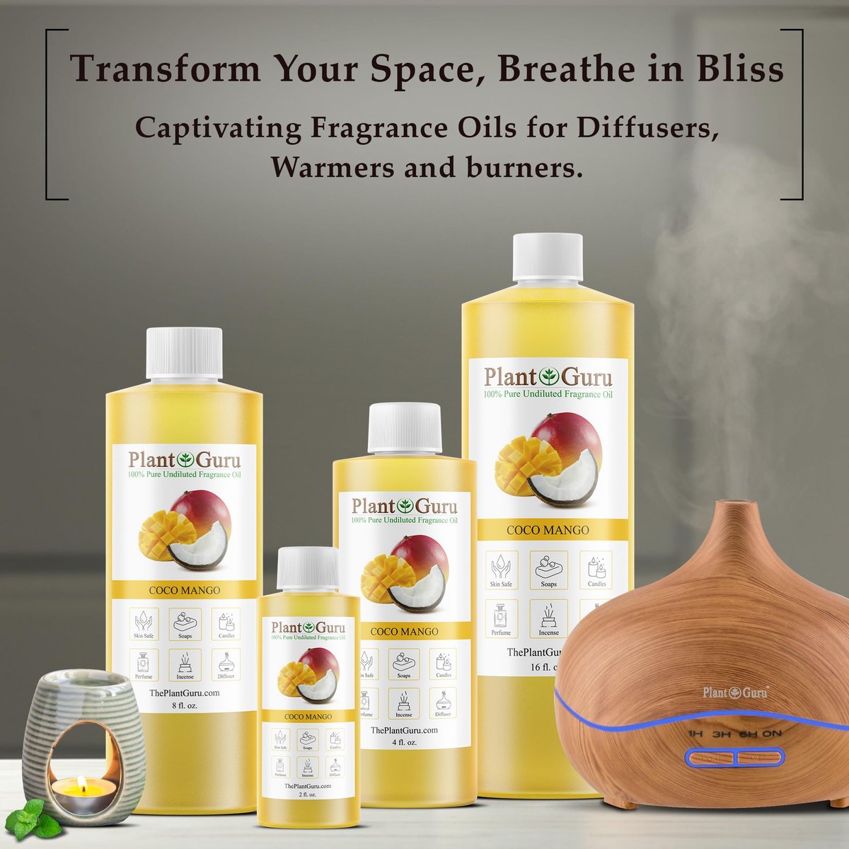 Coco Mango Duftöl 118 ml – Duftöl für DIY Seifenherstellung, Kerzen, Badebomben, Body Butters – Ideal für Aromatherapie-Diffuser, Duftlampen und -wärmer – Perfekt für Lotionen und Cremes