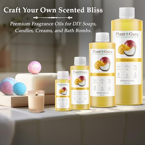 Coco Mango Duftöl 118 ml – Duftöl für DIY Seifenherstellung, Kerzen, Badebomben, Body Butters – Ideal für Aromatherapie-Diffuser, Duftlampen und -wärmer – Perfekt für Lotionen und Cremes