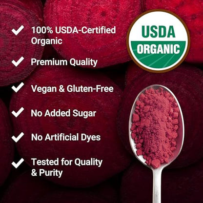 Force Factor Total Beets Bio-Rote-Bete-Pulver – Bio-Superfood für tägliche Nährstoffe, vegan, glutenfrei, ungesüßt, 90 Portionen