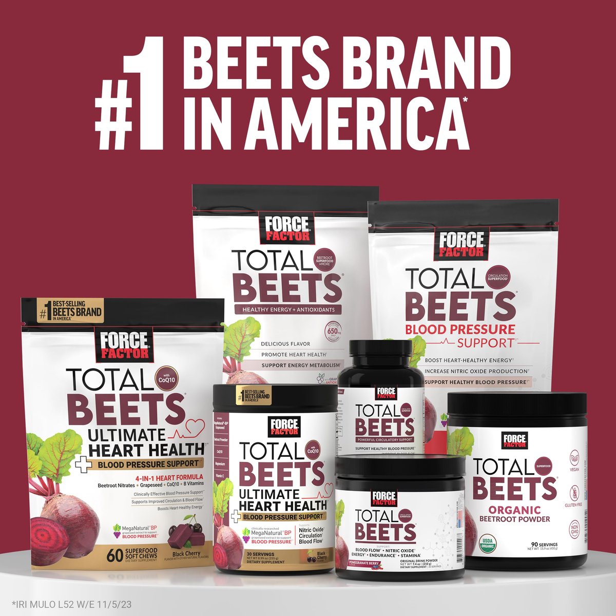 Force Factor Total Beets Bio-Rote-Bete-Pulver – Bio-Superfood für tägliche Nährstoffe, vegan, glutenfrei, ungesüßt, 90 Portionen