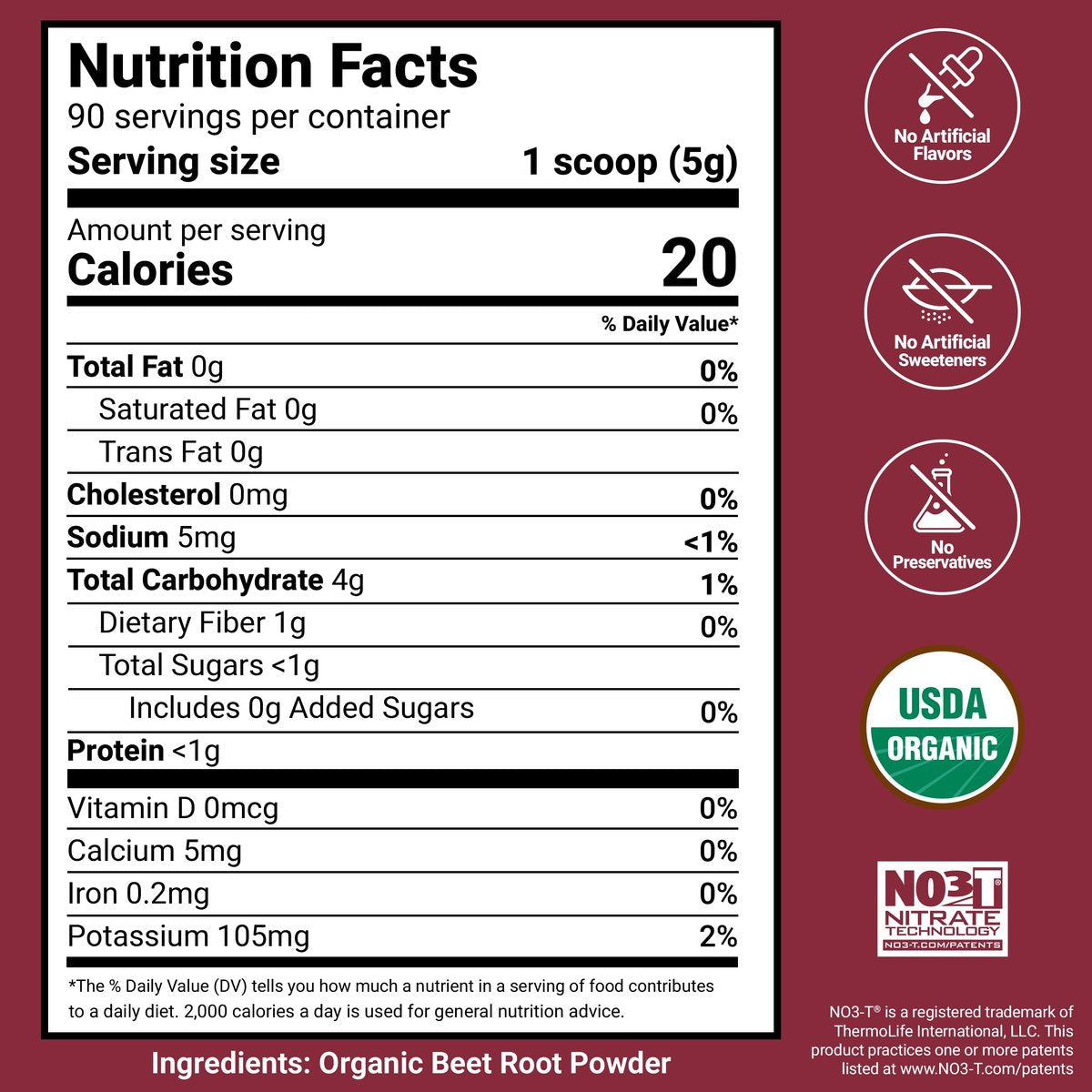 Force Factor Total Beets Bio-Rote-Bete-Pulver – Bio-Superfood für tägliche Nährstoffe, vegan, glutenfrei, ungesüßt, 90 Portionen