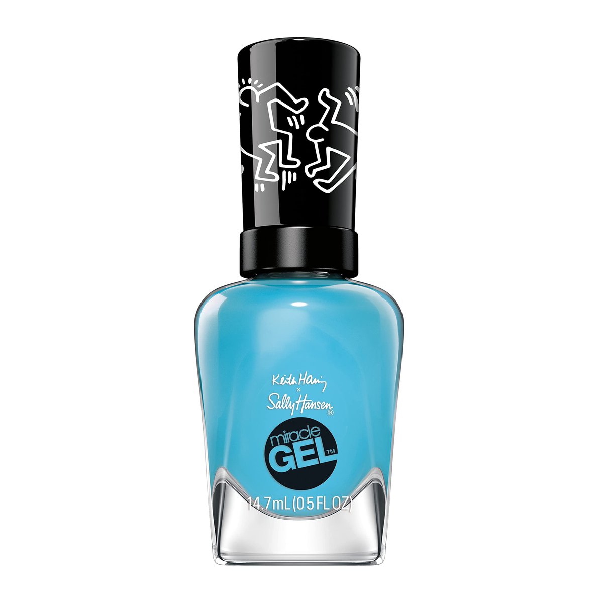 Sally Hansen Miracle Gel Keith Haring Nagellack – Salonqualität, Gel-Like Formel, Zweischritt-System, Keine UV-Lampe nötig, Lang anhaltend – 919 Contempor-airy | Cyanblau