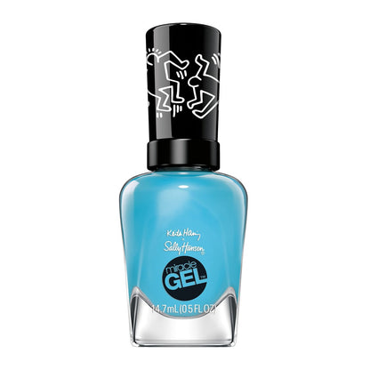 Sally Hansen Miracle Gel Keith Haring Nagellack – Salonqualität, Gel-Like Formel, Zweischritt-System, Keine UV-Lampe nötig, Lang anhaltend – 919 Contempor-airy | Cyanblau