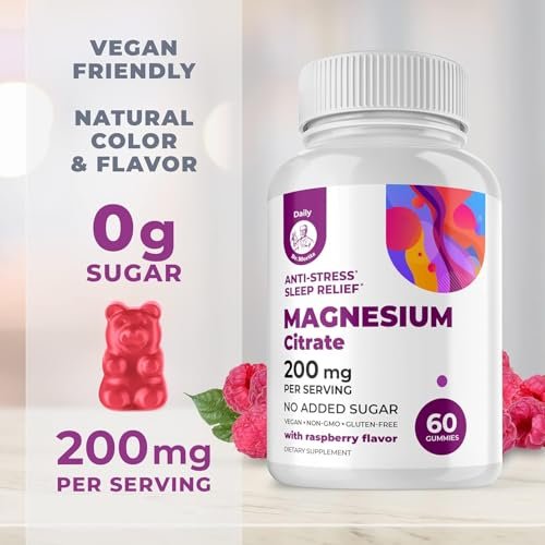 DR. MORITZ Magnesiumcitrat Gummies für Erwachsene - Zuckerfreie Calm Magnesium Gummies - Unterstützt eine gesunde Stressreaktion - Himbeergeschmack - Nicht-GVO, 200 mg (60 Stück)