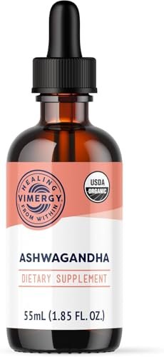 Vimergy Bio Ashwagandha Flüssigextrakt – 27 Portionen (2 ml pro Portion) – 220 mg Extrakt pro Portion – Stressadaptogen, Kognitive & Schlafunterstützung – Alkoholfrei, Nicht-GVO (55 ml)