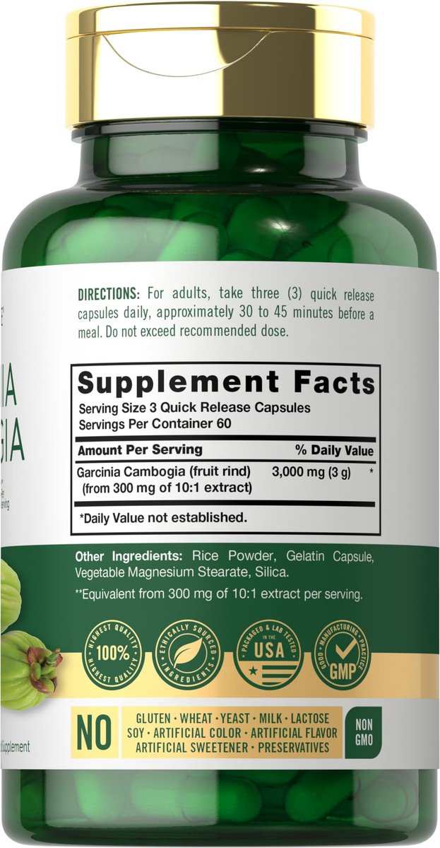 Carlyle Garcinia Cambogia Extrakt | 180 Kapseln | Non-GMO, Glutenfrei