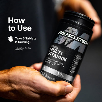 MuscleTech Platinum Multivitamin für Männer & Frauen – 18 Vitamine & Mineralstoffe, Immununterstützung, 180 Kapseln