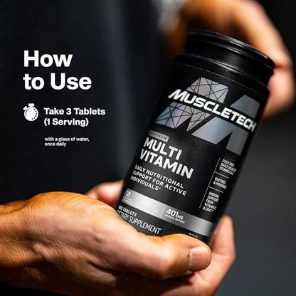 MuscleTech Platinum Multivitamin für Männer & Frauen – 18 Vitamine & Mineralstoffe, Immununterstützung, 180 Kapseln