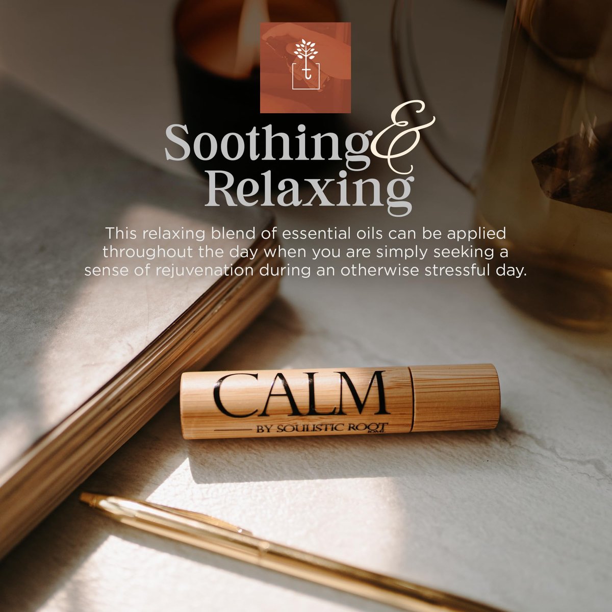 Soulistic Root Calm Essential Oil Roll On für Frauen – Aromatherapie-Mischung mit Lavendel, Kamille, Salbei – Rollerball für Entspannung, Selbstpflege, Haut, Massage, Wellness & Geschenkideen – 10 ml Flasche