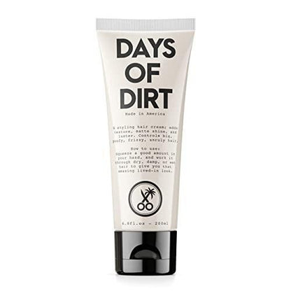 California Born Days of Dirt Haarstyling-Creme für trockenes, flauschiges, frizziges Haar – Für einen cleanen Lived-in-Look ohne Halt, mit Textur und Glanz – Hergestellt in den USA, 200 ml