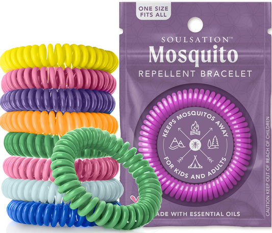 SoulSation 15er-Pack Mückenschutz-Armbänder, DEET-frei für Kinder & Erwachsene, einzeln verpackte Bänder