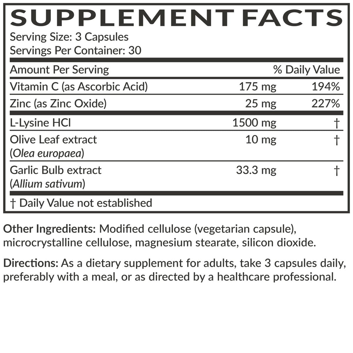 Futurebiotics L-Lysin Abwehrkomplex 1500 mg pro Portion mit Vitamin C, Zink, Olivenblatt & Knoblauch – Non-GMO, 90 vegane Kapseln