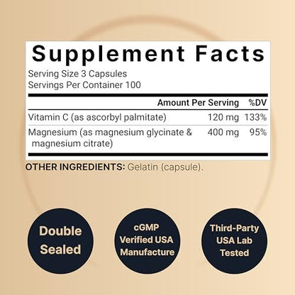 NatureBell Magnesium Complex 400mg, 300 Kapseln | Glycinat, Citrat | Chelatiert & Rein | Unterstützung für Knochen, Herz & Verdauung | Nicht-GVO
