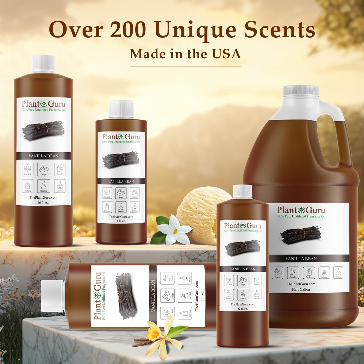 Vanille-Bohnen Duftöl 118 ml – Duftöl für DIY Seifenherstellung, Kerzen, Badebomben, Body Butters – Ideal für Aromatherapie-Diffuser, Duftlampen und -wärmer – Perfekt für Lotionen und Cremes