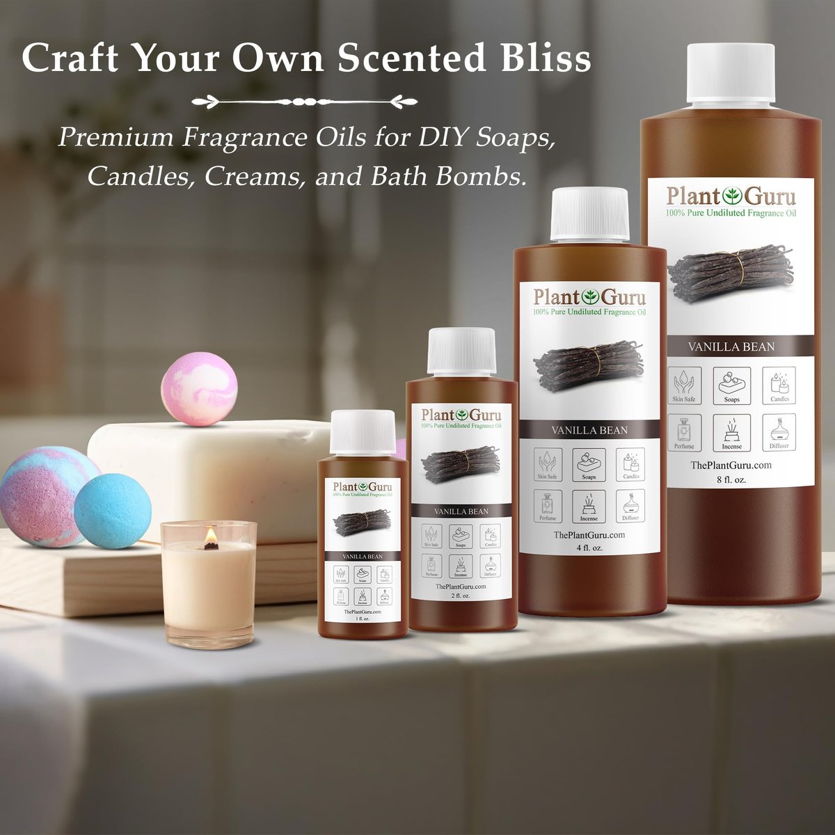 Vanille-Bohnen Duftöl 118 ml – Duftöl für DIY Seifenherstellung, Kerzen, Badebomben, Body Butters – Ideal für Aromatherapie-Diffuser, Duftlampen und -wärmer – Perfekt für Lotionen und Cremes