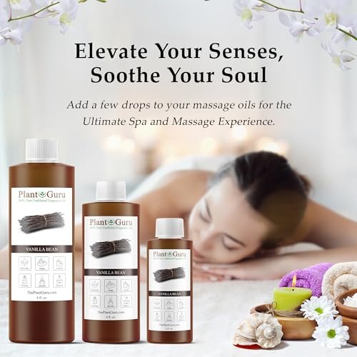 Vanille-Bohnen Duftöl 118 ml – Duftöl für DIY Seifenherstellung, Kerzen, Badebomben, Body Butters – Ideal für Aromatherapie-Diffuser, Duftlampen und -wärmer – Perfekt für Lotionen und Cremes