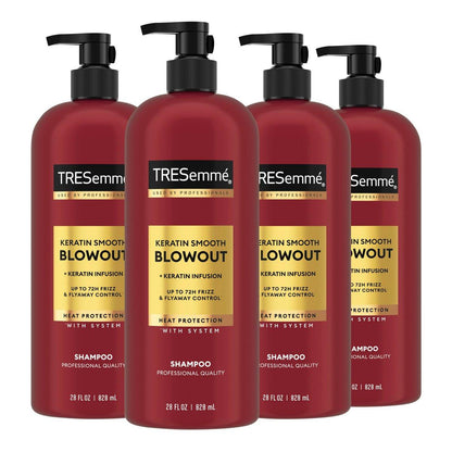 TRESemmé Keratin Smooth Shampoo 4er-Pack – Glättende Formel mit Lamellar-Discipline für widerspenstiges Haar, 28 Fl Oz
