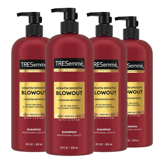 TRESemmé Keratin Smooth Shampoo 4er-Pack – Glättende Formel mit Lamellar-Discipline für widerspenstiges Haar, 28 Fl Oz
