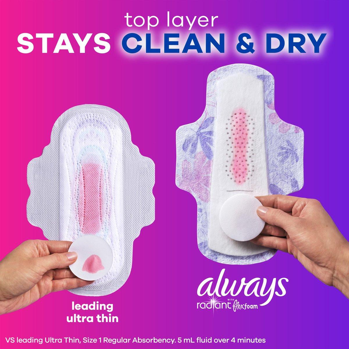 Always Radiant Damenbinden mit Flügeln, Flexfoam, Größe 3, Extra starke Saugfähigkeit, leicht parfümiert, 30 Stück